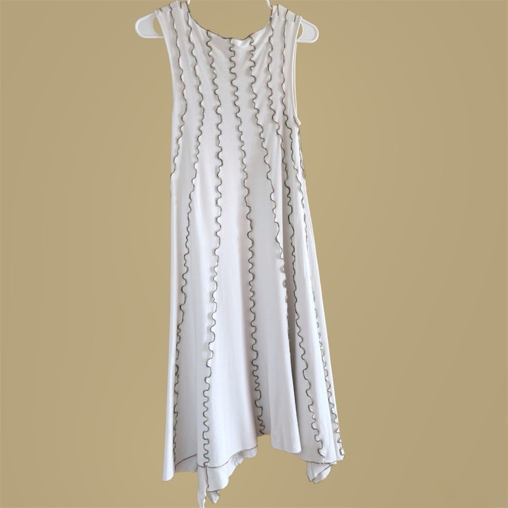 See By Chloe Cloudy White Midi Dress Sleeveless Crew Neck Lettuce Hem Size Small - Picture 8 of 11